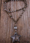 Boho Necklace, RH Antique Brass Silver Stone Glass